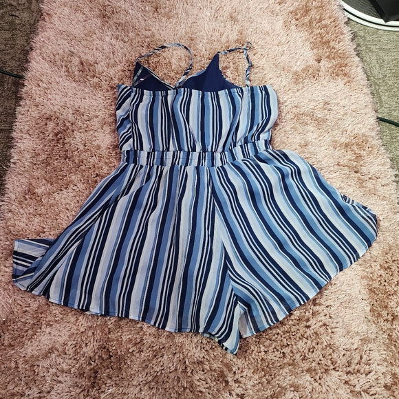 Trixxi blue stripe sleeveless romper size xl - Picture 2 of 5
